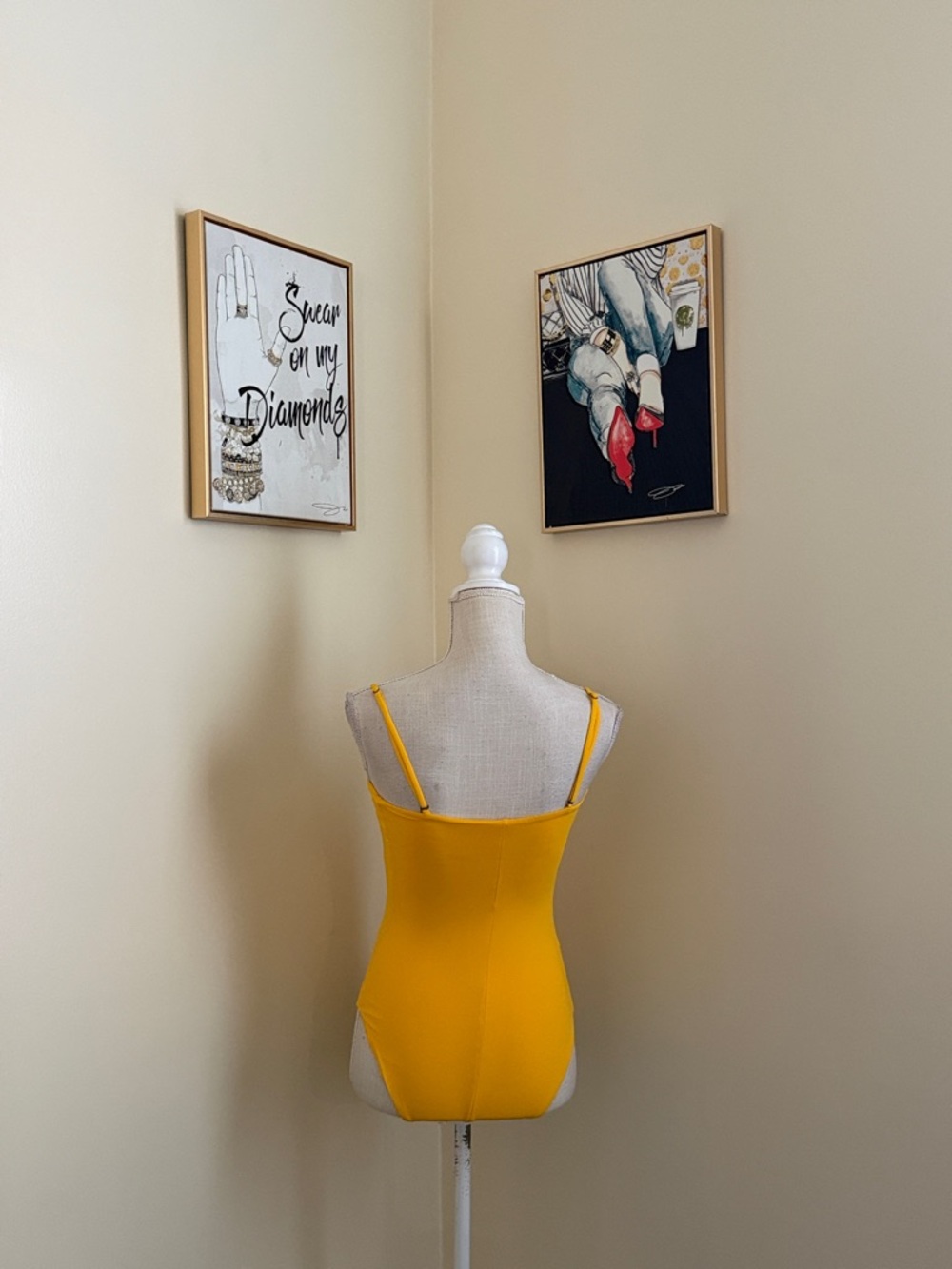 Yellow Women's One-Piece Swimsuit - Sleek Minimalist Design - Picture 8 of 11